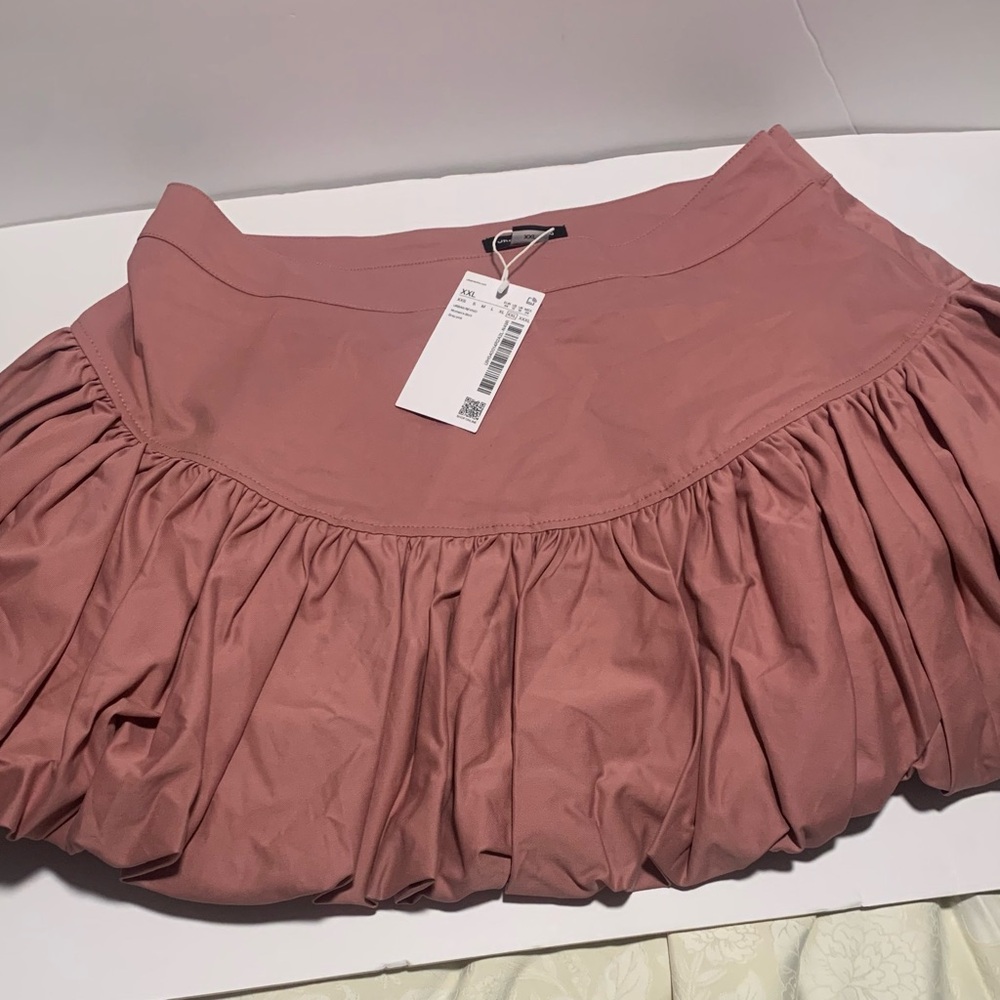 Pink Bubble Mini Skirt with Ruched Design